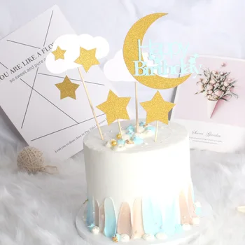 csillag tortát díszítő eszközök Hold torta toper boldog születésnapot, dekoráció, torta topper tortát díszítő eszközök