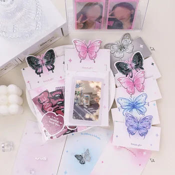 10db Rózsaszín pillangó Papír Kártya, Nehéz Papír Ujjú Photocards Csomagolást DIY Anyag Diákok Művészeti Írószer Új