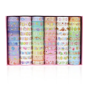 60rolls Washi Tape Set Scrapbooking Matrica Cserélhető Művészeti DIY Különböző Minta Aranyos Rajzfilm Gyerekeknek, Felnőtteknek Ajándék Lap Papíráru