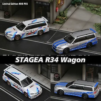 SW Raktáron 1:64 Stagea GTR R34 KOCSI Fröccsöntött Dioráma Autó Modell Gyűjtemény Miniatűr Játékok Utca Fegyver