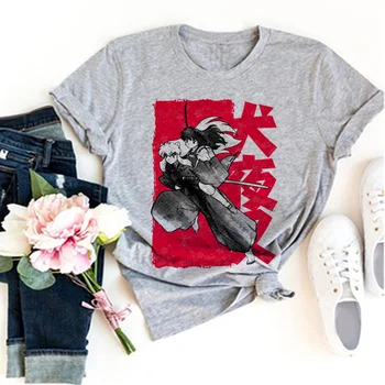Inuyasha tshirt nők Y2K anime nyári Tee női streetwear ruházat