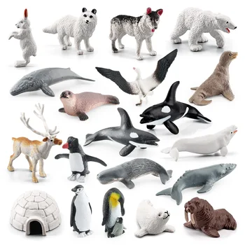 Szimulálni vad sarki állat modellek, Sarki nyulakra, Sarki róka, fóka, beluga bálnákkal, pingvinek, játék, dísztárgy
