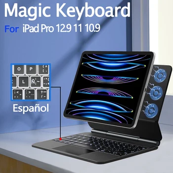 Spanyol Mágikus Keyboard for iPad Pro 12 9 2022 iPad Pro 11 2018-22 10 Generációs iPad Air 5 Levegő 4 Háttérvilágítású, Folio Billentyűzet