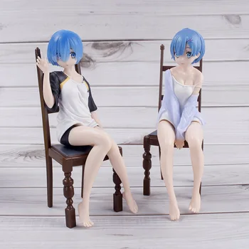 ÚJ Anime Ábra: Re:Élet Egy Más Világ, Nulla Rem ülő helyzetben szék póló Lány PVC Gyűjtemény Modell