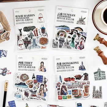 8packs/SOK Városi Séta sorozat retro kreatív dekoráció DIY papír maszkoló washi matricák