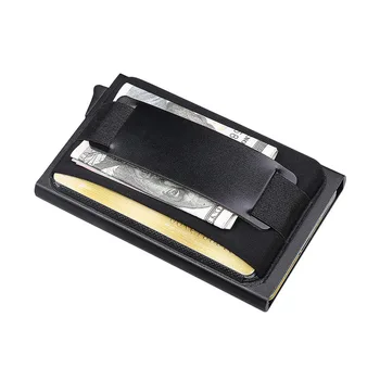 2019 Alumínium Wallet A Rugalmasság Vissza Tok ID Hitelkártya Birtokos az RFID Mini Slim Tárca Automatikus felugró Hitelkártya Esetében