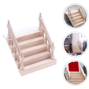 Mini Lépcső Asztali Dísz Mini Ház Lépcső Játszóház Dísz Tartozék Fa Modell Lépcsőn Dekoráció Miniatűr Létra