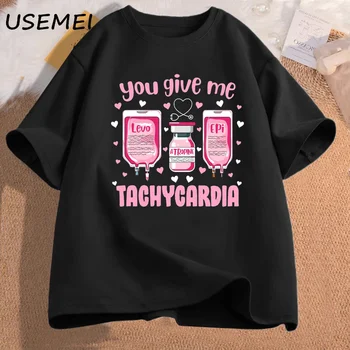 Add Tachycardia T-shirt Valentin Nap INTENZÍVEN Ápoló Póló Női Rövid Ujjú Kritikus Érdekel, Rn Orvosi Valentin Tee