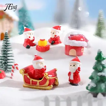Kreatív Aranyos Mini Mikulás Ajándékot Szán Táj DIY Karácsonyi Kert Bonsai Dekor Gyerek Játék Gyanta Kis Díszek
