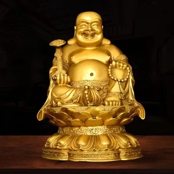 Teljes Réz Maitreya Dísz Nagy Hasa Nevető Buddha Vonzza A Jólét Buddha Háztartási Ajánlatok Szobor