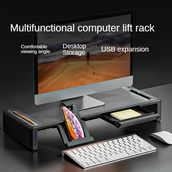 Monitor Növeli Emelkedett USB Bővítése, Összecsukható Asztali Számítógép Tároló Asztal Növeli Bázis Konzol