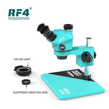 RF4 7-50X Zoom Sztereó Mikroszkóp RF-7050PRO Gomb 6 Fogaskerekek Pontosan Zár Zoom Triocular Sztereó Mikroszkóp Telefon PCB Javítás