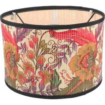 Dob Lámpaernyőt E27 Vintage Bambusz Lámpaernyő Virág Mintás Csillár Lámpa Fedél Fény Tartozék Medál Emelet Fény