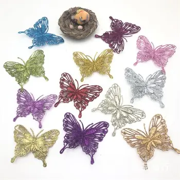 Csillogó Mesterséges Pillangók Elegáns DIY Kézzel készített Csillogó Pillangó Dísz egyrétegű Hamis Pillangók, Party Kellékek