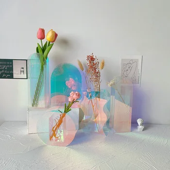 Skandináv Minimalista Színes Porcelán Váza Átlátszó Geometriai Virágok Elrendezése Nappali, Hálószoba Asztal Dísz Váza