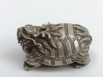 Gyűjtése Ősi Kínai Tibeti Ezüst Sárkány Teknős Szobor Függő Dekoráció