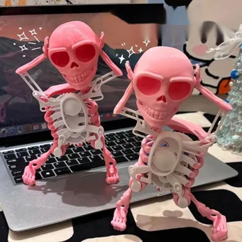 Táncoló Csontváz, Koponya Rázta Fejét Lengő Csontváz Játék 3D-s Nyomtatási Műanyag Dekompressziós Fidget Játékok Gyerekeknek Felnőtteknek Ajándékok