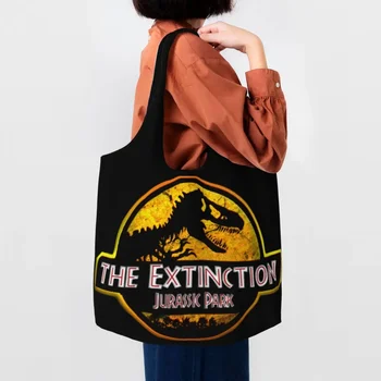 Egyéni Dinoszaurusz Világ Jurassic Park Vászon Bevásárló Táska Nők Tartós, Nagy Kapacitás Élelmiszerbolt Shopper Táska Táskák Táska