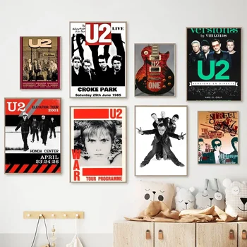 Rock Zenekar Csillag U2 Zene Plakát, Poszter Nátronpapír Vintage Poszter Wall Art Festmény Tanulmány Esztétikai Művészeti Kis Méretű Fali Matricák