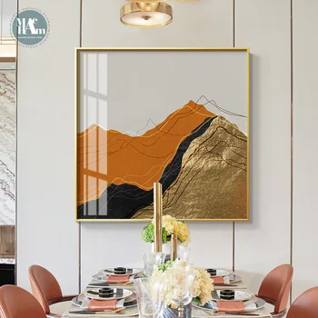 Fény luxus Morden Arany hegy wall art a Vásznon HD Nyomatok Plakátok H-narancssárga Fal Képek nappali vacsora szoba dekoráció