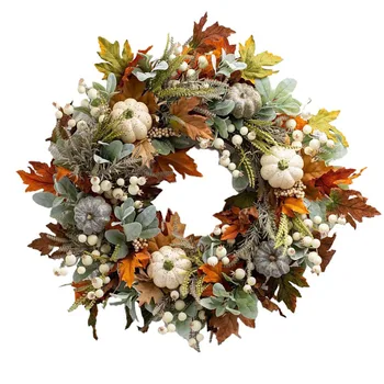 minden'Wreaths A Bejárati Ajtó 35cm Ha'oween T'hanksgiving Szimuláció `ath Frost Levél Tök Medál Harv'Festival Dekoráció