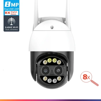 8MP 4K 8x Hibrid Zoom 2.8+12mm Kettős Lencse PTZ IP Kamera WiFi Emberi Érzékelés Audio Kaputelefon Biztonsági kamera Biztonsági Kamera