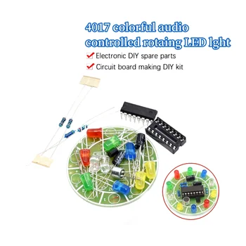 CD4017 színes hangvezérlés forgó LED készlet elektronikus gyártási diy készlet alkatrészek hallgatói Laboratórium