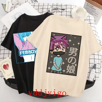Divat Femboy Hooters Vicces, Aranyos Póló Femboys Harajuku Rüh T-shirt Y2k koreai Stílus Tshirt Esztétikai Vintage Pólók Felsők