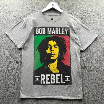 Bob Marley Lázadó Póló Férfi Közepes M Rövid Ujjú Grafikus Heathered Szürke