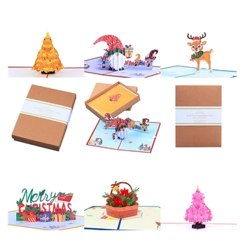 3D-s Karácsonyi Kártya Készlet Ajándék Dobozok Csomag Meglepetés A Szeretett T5EF