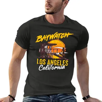 Baywatch Őrtorony Sziluett Sunset-Los Angeles Túlméretes Póló Márka Férfi Ruházat 100% Pamut Streetwear Plus Size Felső