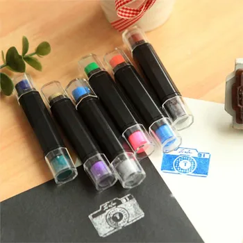 1db Kedves Kreatív dupla színek, toll, Tinta bélyegzőpárna Inkpad meghatározott DIY vicces munka iroda