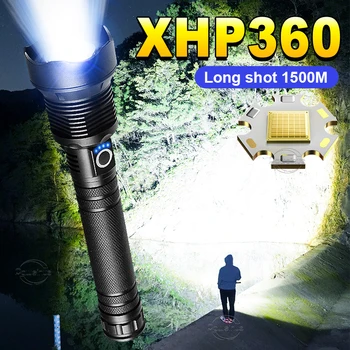 High Power Led-es Zseblámpa Töltés Usb XHP360 Újratölthető Led-es Zseblámpa Ultra Erős Lámpa Zoom 3000M Taktikai Lámpa