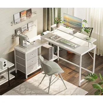Sarok Íróasztal Monitor Állvány Home & Office Játék Asztal, LED-es Lámpák, fali aljzatból Ingyenes Szállítási Számítógép Asztal