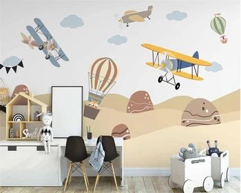 beibehang Egyéni modern papier peint északi kézzel festett állat repülőgép, hőlégballon gyerekszoba háttérképet