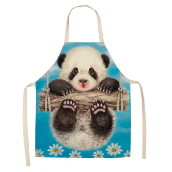 Cuki Panda Minta Állat Print Kötény, Női Konyhai Kötény Ujjatlan Vászon Kötényt Otthon Főzés, Sütés, Takarítás Algásodásgátló Eszközök